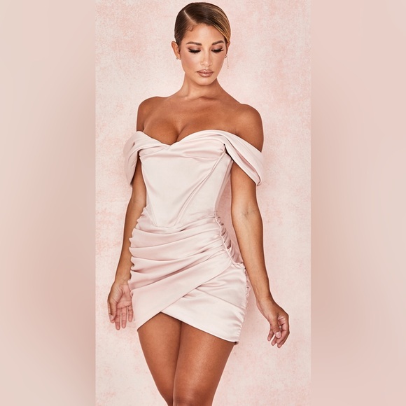 House of CB Blush Pink Off-Shoulder Wedding Dress - Picture 2 of 5